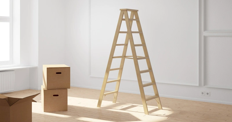 Escalera de tijera de madera